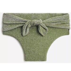 New! J.Crew Bikini Bottom Size XXS High Cut Tie Waist Green Sparkle BC133